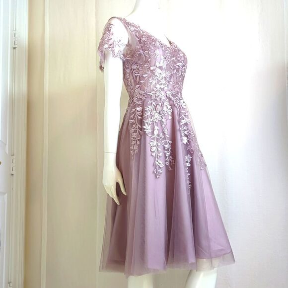 Party, Special Occasion Dress Mauve Lace, Sparkle and Tulle Size 4 NWOT - Picture 3 of 9